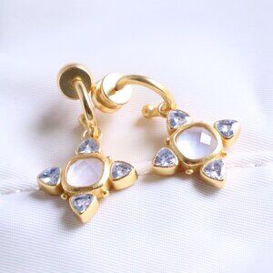 Julie Vos Hoop & Charm Earrings - Aquitaine - Clear Crystal Gold
